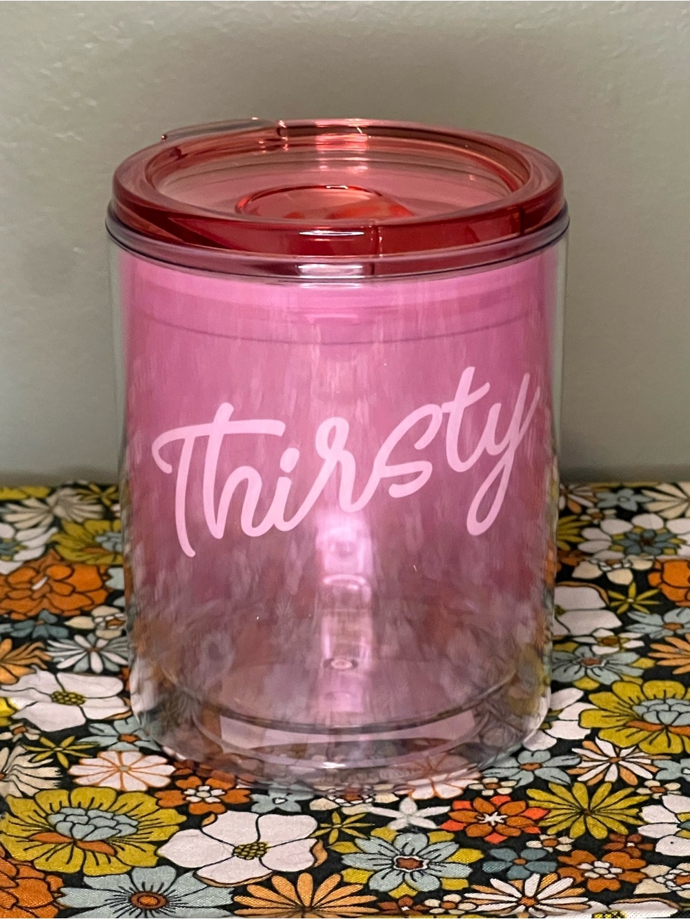 Pink 'Thirsty' Insulated Tumbler with Lid